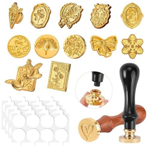 W Rxkiocs 13 Stück Siegelstempel Wachssiegel Stempel Personalisiert Siegelstempel Rose Wachssiegel Stempel Wachssiegel Siegel Set Wachs Versiegelungsstempel für Kartenumschläge und Einladungen