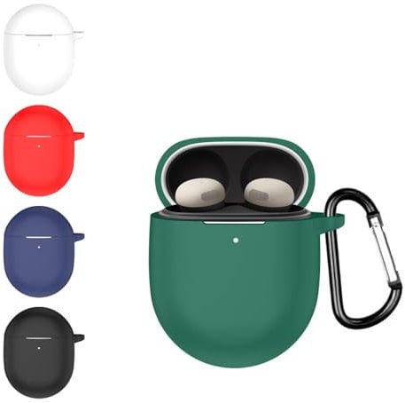 Silicone Cover Case for Google Pixel Buds Pro 2, Protective Earbuds Sleeve with Carabiner Headphone Case All-Round Drop-Proof and Dust-Proof Protection for Google Pixel Buds Pro 2 (Green)