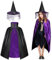 AYBUY Costume da Strega Bambini, Mantello da Strega con Cappello Viola, Vestito da Strega per Bambina, Streghetta Witches Vestiti di Halloween Carnevale Cosplay per Ragazze(70cm)