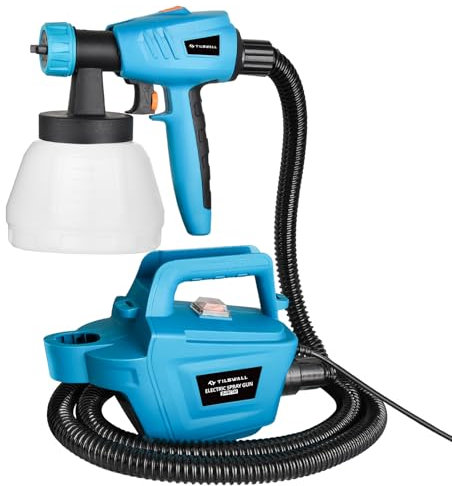 Tilswall Pistolet a Peinture, 800W HVLP Pistolet a Peinture Electrique avec 4 Buses en Cuivre et 3 Motifs, Accessoires de Nettoyage, réservoir de 1300 ML, 120 DIN-s Pulvérisateurs de Peinture