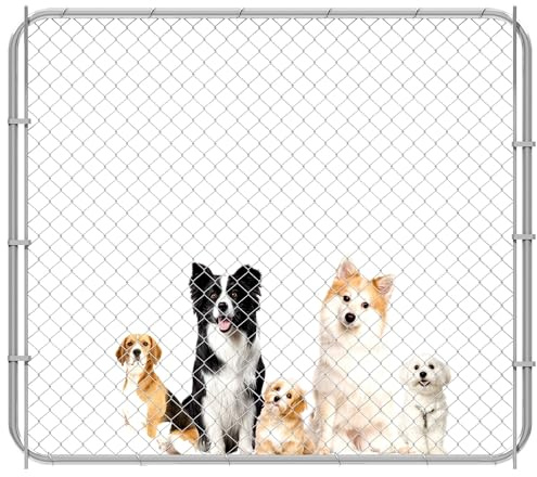 Kicari 26-72 Wx60 H Chain Link Fence Gate, Anti-Rust Galvanized Garden Fence with Gate, Adjustable Outdoor Fence Gate Kit for 2.2–6ft Openings with Round Corner Frame for Yard, Patio & Entry