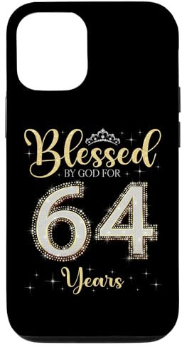 Carcasa para iPhone 12/12 Pro Bendecido por Dios para niños de 64 años 64 cumpleaños 64 cumpleaños
