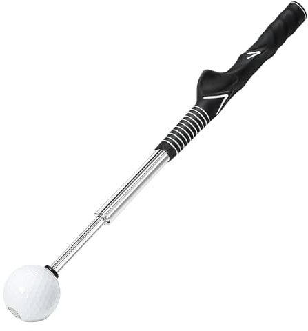 Thatyro Retractable Golf Swing Training Aid, Right-Handed Golf Swing Trainer, Golf Click Stick for Practice Correction Indoor Outdoor Hitting (Black)