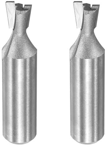 sourcing map 2pcs Dovetail Router Bit 3/8 Diameter 1/2 Shank Tungsten Carbide 14 Degree Dovetail Joint Drill Bit for Box Drawer Cabinet Joints Fine Woodworking