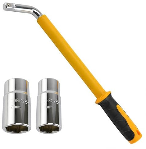 ATEK Clé de roue de voiture robuste – Support de roue télescopique universel extensible pour voiture avec douilles réversibles, clés de roue de voiture, écrous de panne d'urgence 17 mm, 19 mm, 21 mm