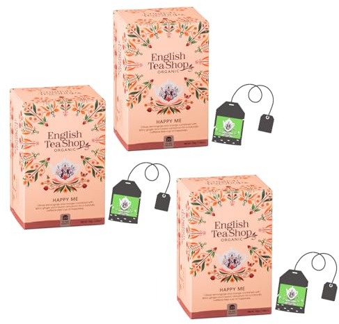 English Tea Shop® | Tisana Felicità | Infuso Biologico Senza Caffeina - 3 x 20 Filtri (90 Gr) | Tisana Arancia Zenzero Cannella