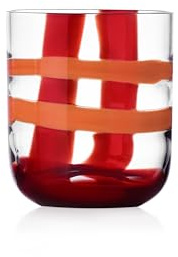 Ichendorf Milano Tumbler, Bordeaux und Orange, Kollektion Gesti, 35 cl, mundgeblasenes Glas, handgefertigt