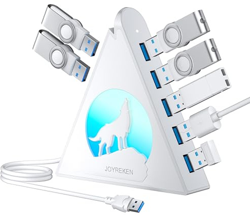 Hub USB a 7 porte, hub USB 3.0 JoyReken con cavo lungo 6,1 m, hub di estensione USB verticale per laptop, MacBook, unità flash, XPS, PC, unità flash, console di gioco, stampante, fotocamera, keyborad
