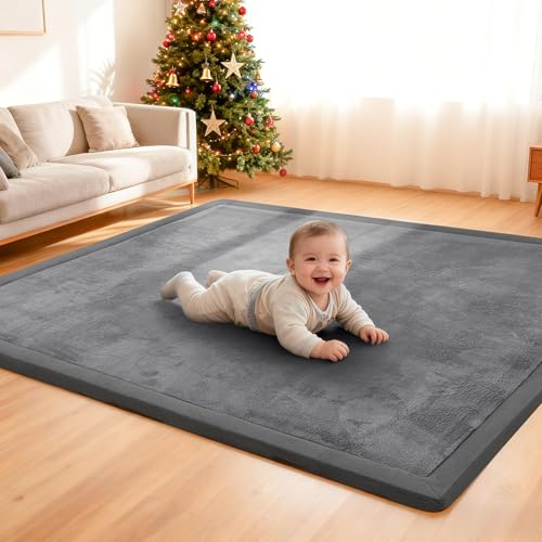 ACOMOPACK Baby Play Mat for Floor 3.5CM Thick, Memory Foam Soft Mats for Floor Play, Play Mat with Non-Slip Bottom for Living Room(150×200cm,DarkGrey)