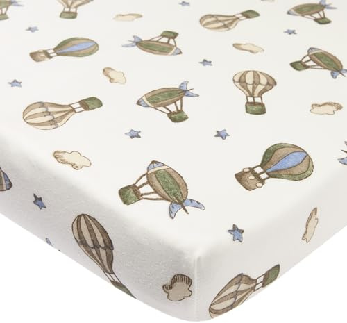 Meyco Spannbettlaken Laufgitter 75x95cm Jersey Spannlaken Air Balloons | 100 % Baumwolle - Oeko Tex zertifiziert - Spannbetttuch - Rundum-Gummizug - atmungsaktiv & hautfreundlich