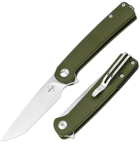 BÖKER PLUS® Fire Ant Green - EDC Taschenmesser 42a konform mit Flipper - leichtes Outdoor Klappmesser mit PP Griff grün - Freizeitmesser klappbar mit Pinzette & Clip - Droppoint Einhandmesser