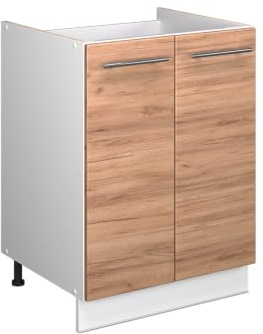 Vicco Spülenunterschrank Fame-Line, Goldkraft Eiche/Weiß, 60 cm