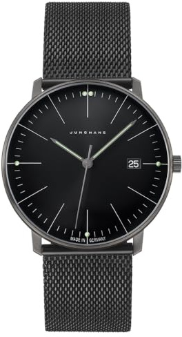 JUNGHANS max Bill Quarz-Armbanduhr mit Saphirglas Schwarz 41/4660.46