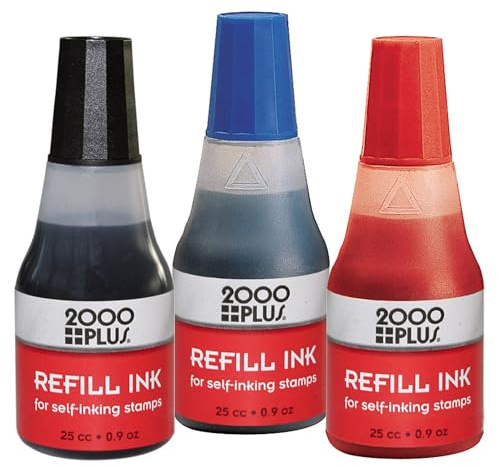 2000Plus Refill Ink for Self-Inking Stamps, 25cc (0.9 oz) Squeeze Bottle, Blue - COS032961