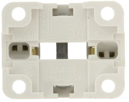 Leviton 75W G23 and G23-2 Lamp Base 9W 2-Pin Screw-Down Compact Fluorescent Lampholder, 26719-400, White