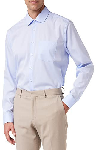 Seidensticker Herren Mens Regular Longsleeve Cotton Business Shirt, Hellblau(002000), 44 EU