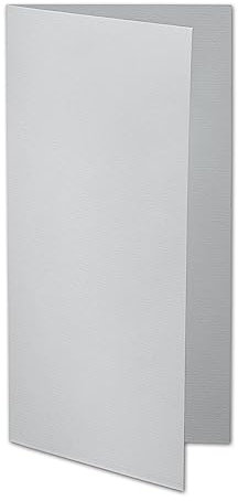 ARTOZ 50x DIN Lang Faltkarten - Grau (Lichtgrau) gerippt 210 x 105 mm Klappkarten - Blanko Doppelkarte mit 220 g/m² edle Egoutteur-Rippung