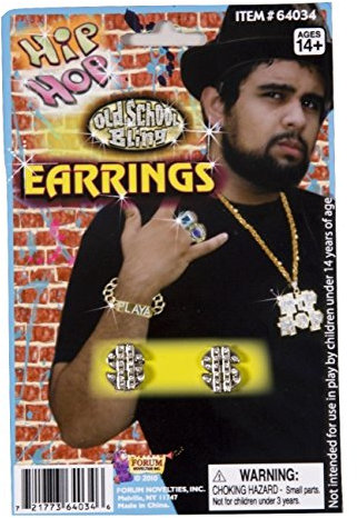 Hip Hop Dollar Sign Stud Costume Earrings