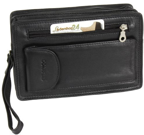 Branco Business Herren Handgelenktasche Leder Schwarz