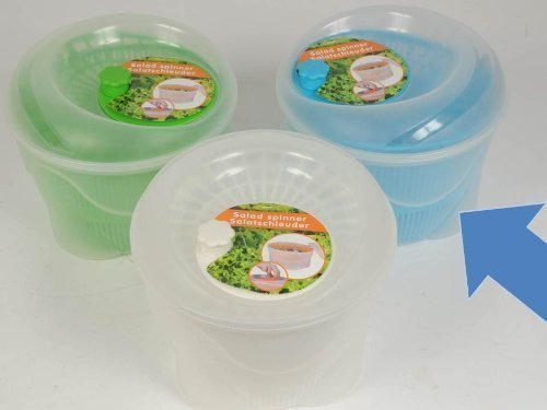 Salatschleuder, 23 cm, blau + Pfeffermühle pink