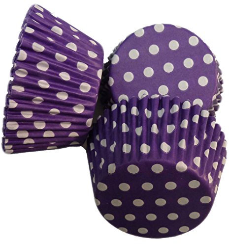 Scrumptious! 24PC Cupcake Cases - Purple Polkadot - 65GSM 51mm x 38mm Greaseproof Paper Baking Cases - Great for Wedding Birthday and Anniversary Party Muffins Cakes and Bakes