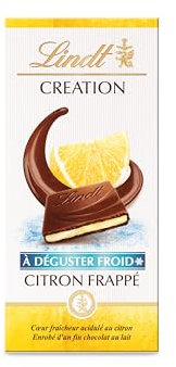 Lindt – Tablette Citron Frappé CRÉATION – Chocolat au Lait, 150g