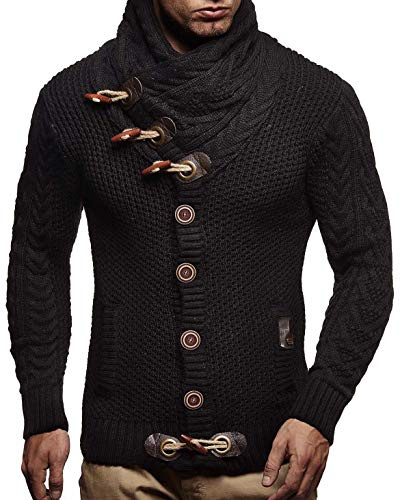 Leif Nelson Herren Strickjacke mit Knöpfen in Regular Fit, Männer Cardigan in Langarm Design, ideal für Casual und Business-Looks