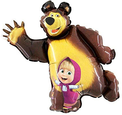 Grabo - Globo gigante en papel de aluminio - Medidas 87 cm - Diseño Masha y el Oso - Multicolor - Modelo n. L164