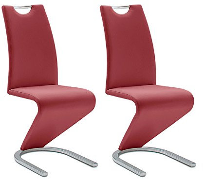 möbelando Schwingstuhl Esszimmerstuhl Schwingstühle Freischwinger Pupik I (2er Set) (Bordeaux)