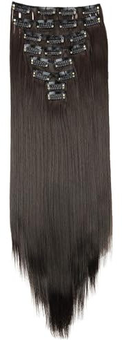 CAISHA XXL 50cm 8 Teile Set CLIP IN EXTENSIONS Nicole Haarverlängerung Haarteil Glatt Schokobraun CES103