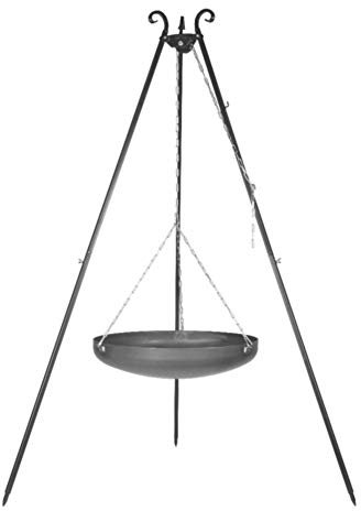 Feuerschale mit Dreibein Nortpol Farmcook hängend 60 cm an Dreibein Viking, Höhe 185 cm