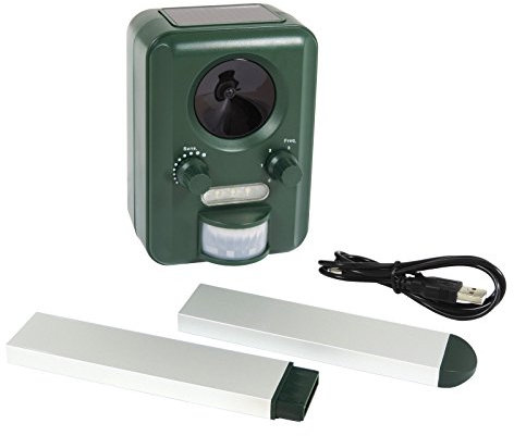 Koll.Sonic Ultraschallabwehr mit Solarbetrieb und Blitz gegen Hunde, Katzen, Marder, Vögel, Waschbären