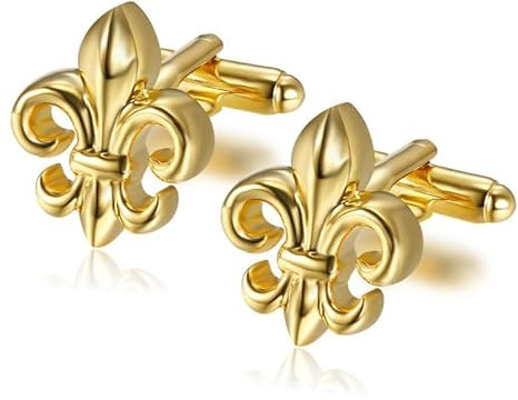 BOBIJOO JEWELRY - Paire Boutons de Manchette Fleur de Lys Doré Or Fin Accessoire Homme Royaliste