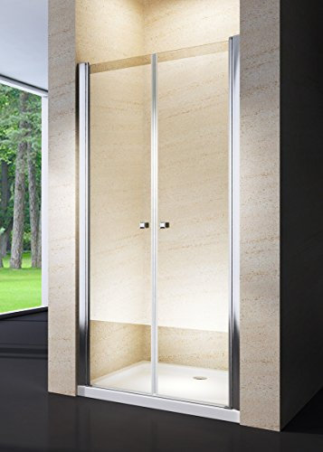 Yellowshop - Box Doccia Cm 70, 80, 90, 100, Porta Nicchia Saloon In Alluminio Cristallo Trasparente E Opaco 6mm Altezza Cm 190 Apertura A 180 Gradi (80 CM (DA 78 A 82 CM), TRASPARENTE)