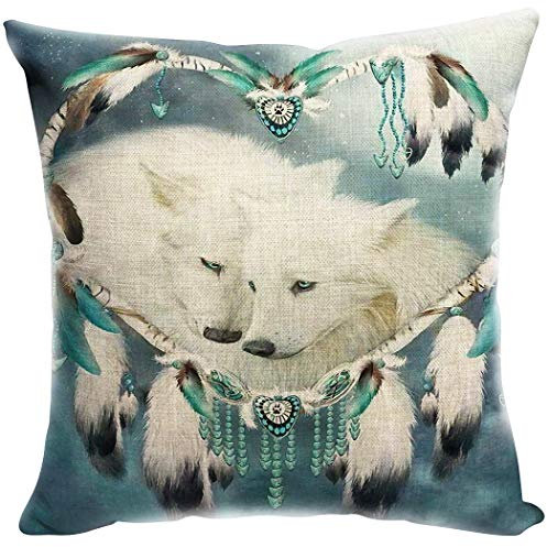 YISUMEI Kissenbezug 80x80 cm Home Decor Sofa Werfen Kissenbez¨¹ge Pillowcases Wolf Dreamcatcher Traumf?nger