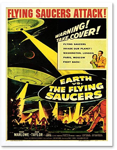 Wee Blue Coo Film Movie Sci Fi Earth Vs Flying Saucers Attack Taylor Marlowe Art Print Framed Poster Wall Decor Kunstdruck Poster Wand-Dekor-12X16 Zoll