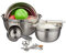 Relaxdays Küchen Set 12-tlg., 3 Rührschüsseln, Messlöffel & Messbecher, Schneebesen, Edelstahl, Küchenutensilien, silber