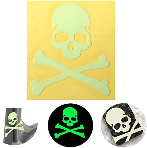 MOMOALA nachtleuchtender Totenkopf-Aufkleber für Motorrad, Auto, Fahrrad