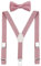 PZLE Herren Jungen Fliege und Hosenträger Set Verstellbar Elastisch, Blush Pink, 119 cm (Erwachsene)