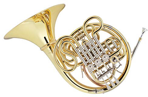 Lechgold DH-18AL Doppelhorn - lackiertes Waldhorn in F/Bb - 4 Ventile mit Minibal-Gelenken - Mundrohr aus Goldmessing - inkl. Leichtkoffer