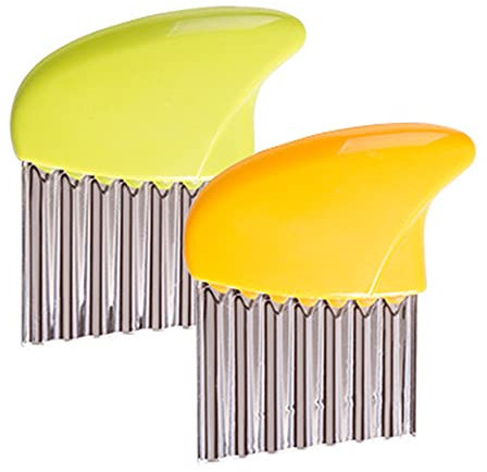 Crinkle-Cutter for Veggies-Salad-Chopper Knife 2Pcs Stainless-Steel-Blade Wavy