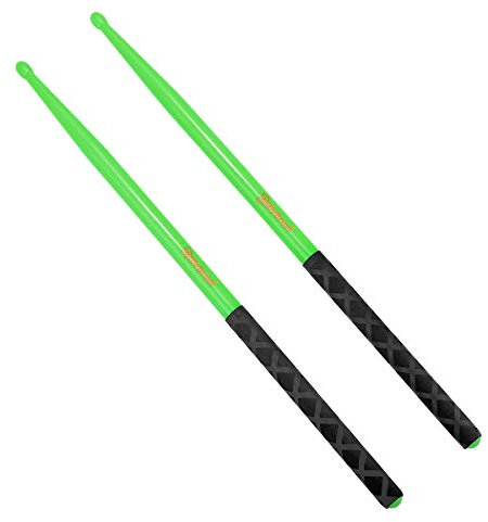 Baguettes de batterie 5A en nylon léger et durable avec poignées antidérapantes pour enfants et adultes Vert