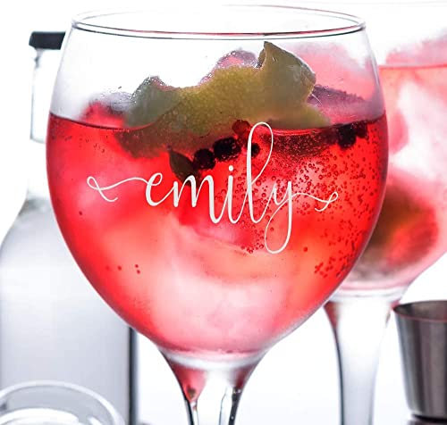 Personalised Name in Swirly Font Gin and Tonic Glass Gift