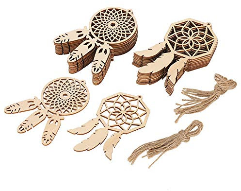 Holz Traumfänger Verschönerung Feder Ornament Hängende Dekoration Naturholz Anhänger Ornamente für Zuhause