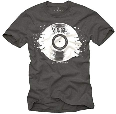 Cooles Dj T-Shirt mit Vinyl Schallplatte Dunkelgrau Größe XXXXXL