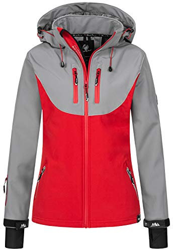 Rock Creek Damen Softshell Jacke Windbreaker Regenjacke Übergangsjacke Softshelljacke Damenjacke Regenmantel Outdoorjacke D-442 Rot 4XL