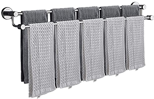 Tige-Serviette de Grande Taille Cuisine de Salle de Bain, 30cm-120cm, 304 en Acier Inoxydable Mural Rond Double Porte-Serviettes, Fini argenté Poli (Size : 100cm)