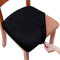 Homaxy Velvet Dining Chair Seat Covers Set of 6, Stretch Dining Chair Slipcovers with Ties, Removable Washable Dining Chair Seat Protector Cover, Black