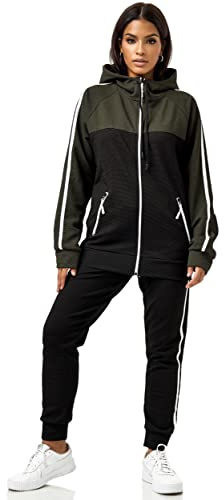 Violento Damen Trainingsanzug | 3750 (L, Schwarz-Oliv 3750)