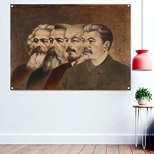 Poster, Motiv: Stalin, Lenin, Engels, Marx, die große Sowjetunion, CCCP UdSSR, kommunistische Propaganda-Banner, Flaggen, 96 x 144 cm